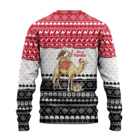 Yemen Christmas Ugly Christmas Sweater with Camel Leopard Falcon Red Black White Snowflake - Wonder Print Shop