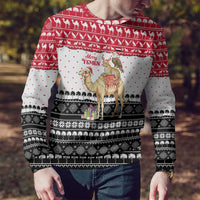 Yemen Christmas Ugly Christmas Sweater with Camel Leopard Falcon Red Black White Snowflake - Wonder Print Shop