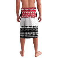 Yemen Christmas Lavalava with Camel Leopard Falcon Red Black White Snowflake - Wonder Print Shop