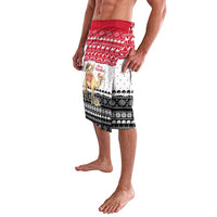 Yemen Christmas Lavalava with Camel Leopard Falcon Red Black White Snowflake - Wonder Print Shop