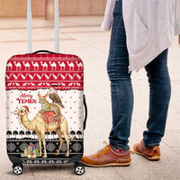 Yemen Christmas Luggage Cover with Camel Leopard Falcon Red Black White Snowflake - Wonder Print Shop