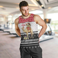 Yemen Christmas Men Tank Top with Camel Leopard Falcon Red Black White Snowflake - Wonder Print Shop