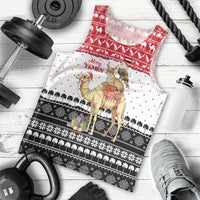 Yemen Christmas Men Tank Top with Camel Leopard Falcon Red Black White Snowflake - Wonder Print Shop