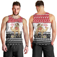 Yemen Christmas Men Tank Top with Camel Leopard Falcon Red Black White Snowflake - Wonder Print Shop