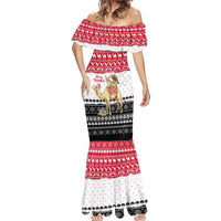 Yemen Christmas Mermaid Dress with Camel Leopard Falcon Red Black White Snowflake - Wonder Print Shop