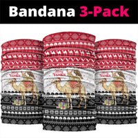 Yemen Christmas Neck Gaiter with Camel Leopard Falcon Red Black White Snowflake - Wonder Print Shop