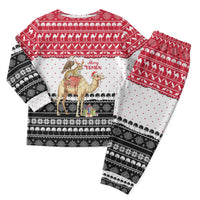 Yemen Christmas Pajama Set with Camel Leopard Falcon Red Black White Snowflake - Wonder Print Shop