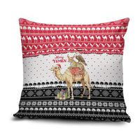 Yemen Christmas Pillow Cover with Camel Leopard Falcon Red Black White Snowflake - Wonder Print Shop