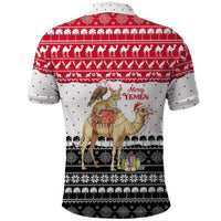 Yemen Christmas Polo Shirt with Camel Leopard Falcon Red Black White Snowflake - Wonder Print Shop