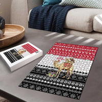 Yemen Christmas Puzzle with Camel Leopard Falcon Red Black White Snowflake - Wonder Print Shop
