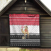 Yemen Christmas Quilt with Camel Leopard Falcon Red Black White Snowflake - Wonder Print Shop