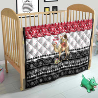 Yemen Christmas Quilt with Camel Leopard Falcon Red Black White Snowflake - Wonder Print Shop