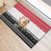 Yemen Christmas Rubber Doormat with Camel Leopard Falcon Red Black White Snowflake - Wonder Print Shop