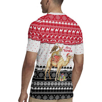 Yemen Christmas Rugby Jersey with Camel Leopard Falcon Red Black White Snowflake - Wonder Print Shop