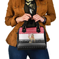 Yemen Christmas Shoulder Handbag with Camel Leopard Falcon Red Black White Snowflake - Wonder Print Shop