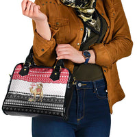 Yemen Christmas Shoulder Handbag with Camel Leopard Falcon Red Black White Snowflake - Wonder Print Shop