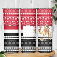 Yemen Christmas Skinny Tumbler with Camel Leopard Falcon Red Black White Snowflake - Wonder Print Shop