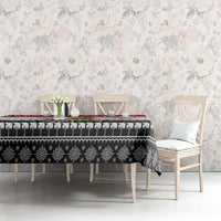 Yemen Christmas Tablecloth with Camel Leopard Falcon Red Black White Snowflake - Wonder Print Shop