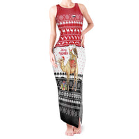 Yemen Christmas Tank Maxi Dress with Camel Leopard Falcon Red Black White Snowflake - Wonder Print Shop