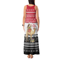 Yemen Christmas Tank Maxi Dress with Camel Leopard Falcon Red Black White Snowflake - Wonder Print Shop