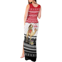 Yemen Christmas Tank Maxi Dress with Camel Leopard Falcon Red Black White Snowflake - Wonder Print Shop