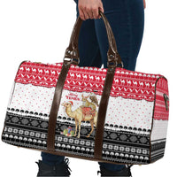 Yemen Christmas Travel Bag with Camel Leopard Falcon Red Black White Snowflake - Wonder Print Shop