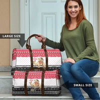 Yemen Christmas Travel Bag with Camel Leopard Falcon Red Black White Snowflake - Wonder Print Shop