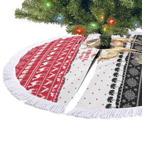 Yemen Christmas Tree Skirt with Camel Leopard Falcon Red Black White Snowflake - Wonder Print Shop