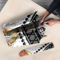 Yemen Christmas Umbrella with Camel Leopard Falcon Red Black White Snowflake - Wonder Print Shop