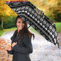 Yemen Christmas Umbrella with Camel Leopard Falcon Red Black White Snowflake - Wonder Print Shop