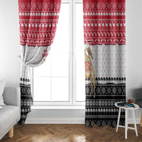 Yemen Christmas Window Curtain with Camel Leopard Falcon Red Black White Snowflake - Wonder Print Shop