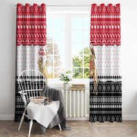Yemen Christmas Window Curtain with Camel Leopard Falcon Red Black White Snowflake - Wonder Print Shop