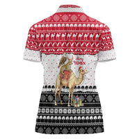 Yemen Christmas Women Polo Shirt with Camel Leopard Falcon Red Black White Snowflake - Wonder Print Shop
