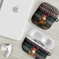 Yemen Christmas AirPods Case with Traditional Santa Black Snowflake Pattern and Festive Lights - Wonder Print Shop