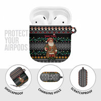 Yemen Christmas AirPods Case with Traditional Santa Black Snowflake Pattern and Festive Lights - Wonder Print Shop