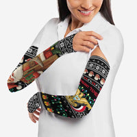 Yemen Christmas Arm Sleeves with Traditional Santa Black Snowflake Pattern and Festive Lights - Wonder Print Shop