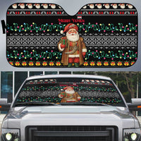 Yemen Christmas Auto Sun Shade with Traditional Santa Black Snowflake Pattern and Festive Lights - Wonder Print Shop