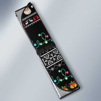 Yemen Christmas Auto Sun Shade with Traditional Santa Black Snowflake Pattern and Festive Lights - Wonder Print Shop