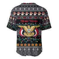 Yemen Christmas Baseball Jersey with Traditional Santa Black Snowflake Pattern and Festive Lights - Wonder Print Shop