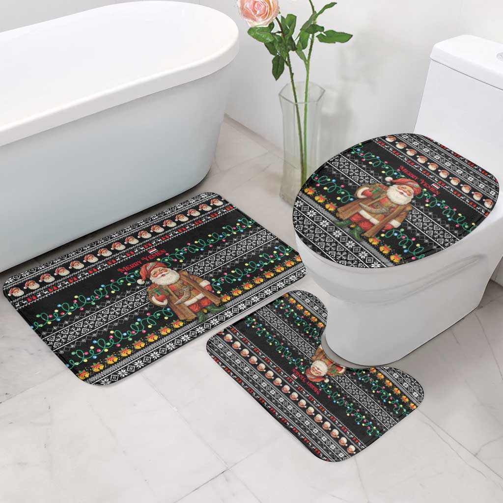 Yemen Christmas Bathroom Set with Traditional Santa Black Snowflake Pattern and Festive Lights - Wonder Print Shop