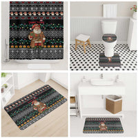 Yemen Christmas Bathroom Set with Traditional Santa Black Snowflake Pattern and Festive Lights - Wonder Print Shop