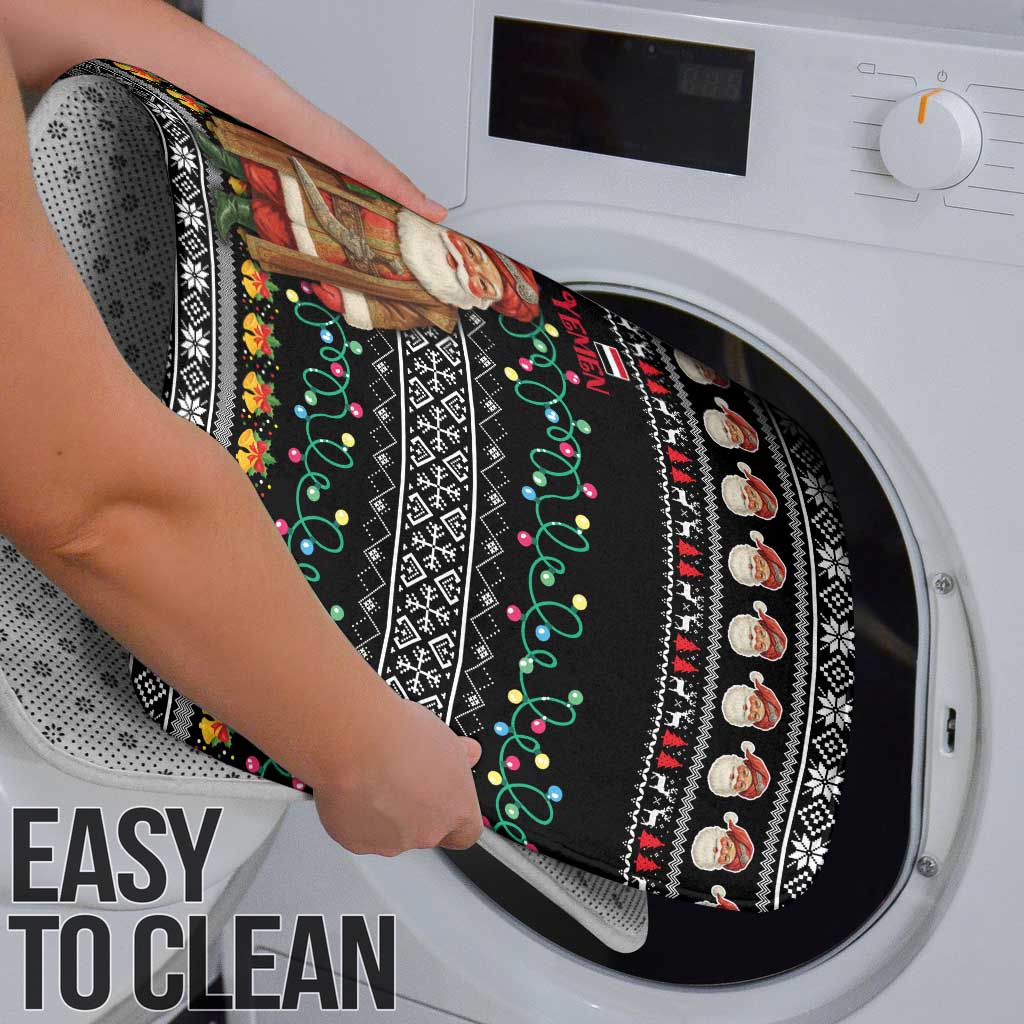 Yemen Christmas Bathroom Set with Traditional Santa Black Snowflake Pattern and Festive Lights - Wonder Print Shop