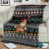 Yemen Christmas Blanket with Traditional Santa Black Snowflake Pattern and Festive Lights - Wonder Print Shop