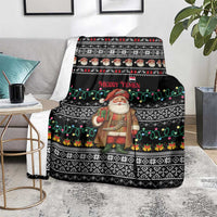 Yemen Christmas Blanket with Traditional Santa Black Snowflake Pattern and Festive Lights - Wonder Print Shop