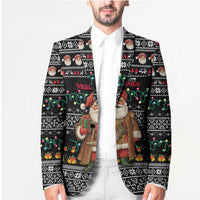 Yemen Christmas Blazer with Traditional Santa Black Snowflake Pattern and Festive Lights - Wonder Print Shop