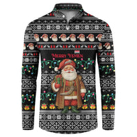 Yemen Christmas Button Sweatshirt with Traditional Santa Black Snowflake Pattern and Festive Lights - Wonder Print Shop
