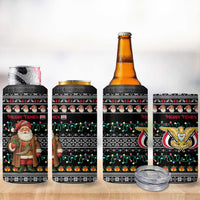 Yemen Christmas 4 in 1 Can Cooler Tumbler with Traditional Santa Black Snowflake Pattern and Festive Lights - Wonder Print Shop