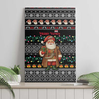 Yemen Christmas Canvas Wall Art with Traditional Santa Black Snowflake Pattern and Festive Lights - Wonder Print Shop