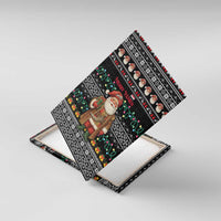 Yemen Christmas Canvas Wall Art with Traditional Santa Black Snowflake Pattern and Festive Lights - Wonder Print Shop