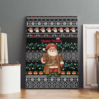 Yemen Christmas Canvas Wall Art with Traditional Santa Black Snowflake Pattern and Festive Lights - Wonder Print Shop